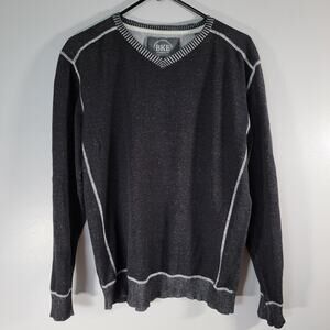 BKE Y2K Black Sweater Mens L 100% Cotton Preppy Casual Athletic Fit Ski Chalet